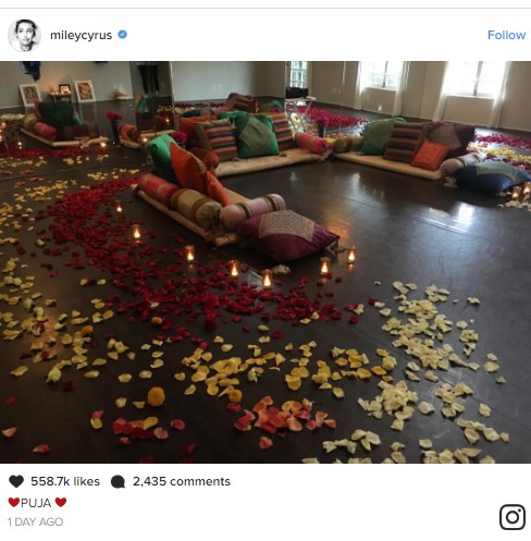 Miley Cyrus performs Lakshmi Puja at Malibu home; singer posts photos ...