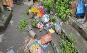 Vandalized Hindu house in Tangail.